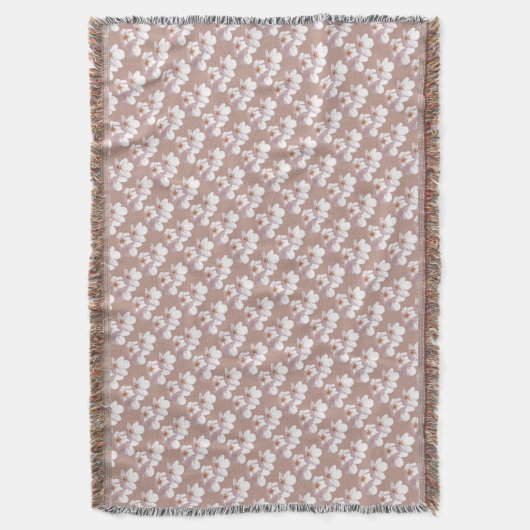 White Blossom Blanket Cherry Blossom Throw Blanket Deken (Voorkant Verticaal)