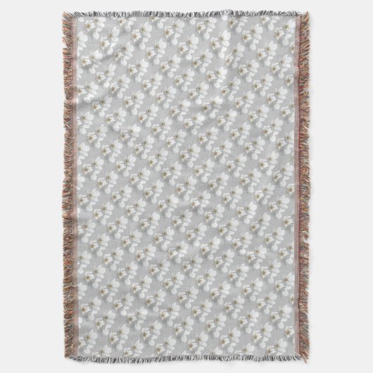 White Blossom Blanket Cherry Blossom Throw Blanket Deken (Voorkant Verticaal)