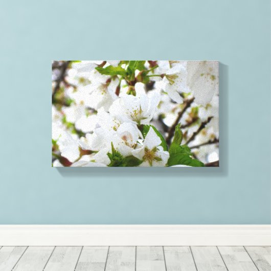 White Blossom Canvas Afdruk (Insitu (Houten vloer))