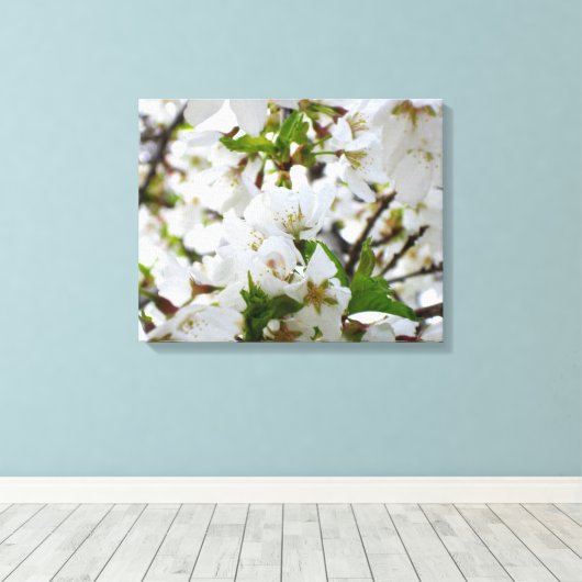 White Blossom Canvas Afdruk (Insitu (Houten vloer))