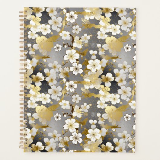 White Blossom Chiyogami Planner (Voorkant)