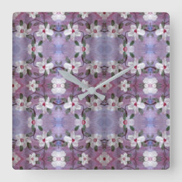 White Blossom Clock Vierkante Klok