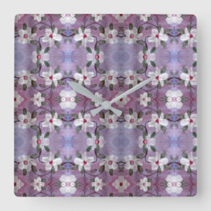 White Blossom Clock Vierkante Klok