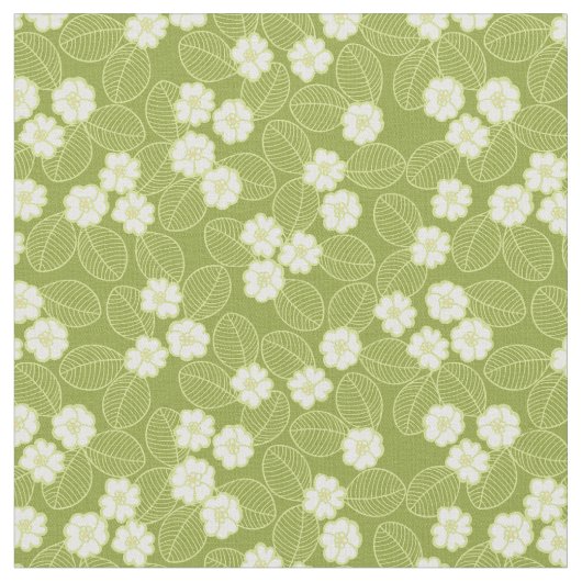 White Blossom Floral Pattern Stof (Close Up)