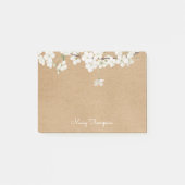 White Blossom Floral Rustic Kraft Monogram Name Post-it® Notes (Voorkant)