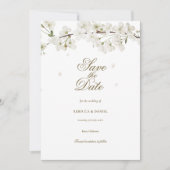 White Blossom Floral Save the Date (Voorkant)