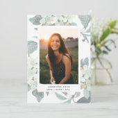 White Blossom Flower Photo University Afstudeerder Aankondiging (Staand voorkant)