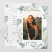 White Blossom Flower Photo University Afstudeerder Aankondiging (Voorkant / Achterkant)