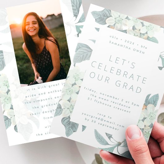 White Blossom Flower Photo University Afstudeerder Kaart