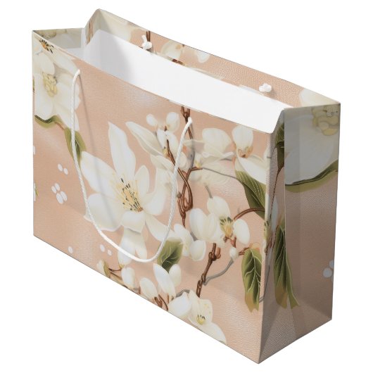 "White Blossom Gift Bag" Groot Cadeauzakje (Voorkant Gekanteld)
