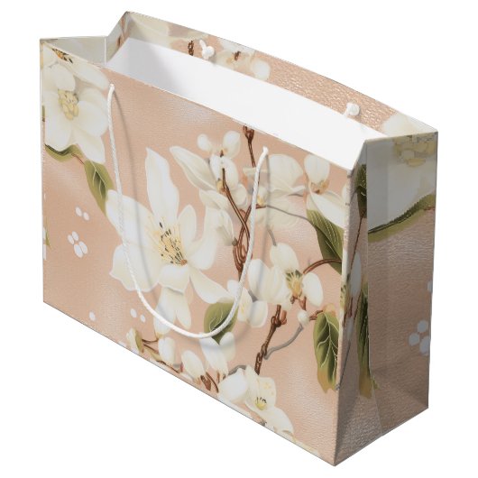 "White Blossom Gift Bag" Groot Cadeauzakje (Achterkant Gekanteld)