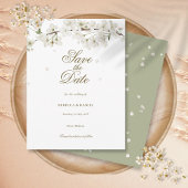 White Blossom Greenery Floral Save the Date Briefkaart