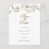 White Blossom Greenery Floral Save the Date Briefkaart (Voorkant)