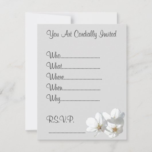 White Blossom Invitalized RSVP-kaarten Kaart (Achterkant)