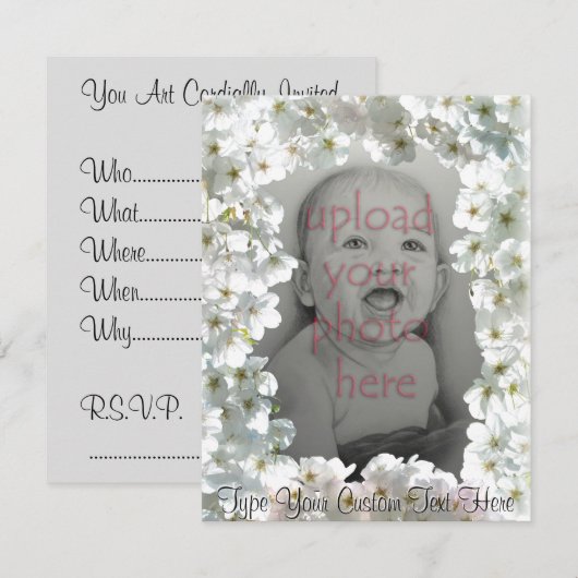 White Blossom Invitalized RSVP-kaarten Kaart (Voorkant / Achterkant)