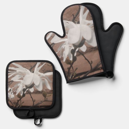 White Blossom Ovenwant & Pannenlap Set (Voorkant / Achterkant)