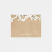 White Blossom Rustieke Kraft Script Naam Post-it® Notes (Voorkant)