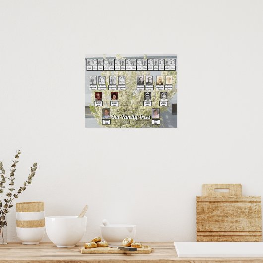 White Blossom Spring Tree Foto 2 Family Trees Poster (Keuken)