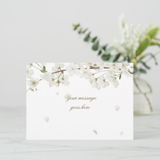  White Blossom Uw bericht toevoegen Bedankkaart (Staand voorkant)