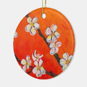 White Blossoming Branch Keramisch Ornament (Links)
