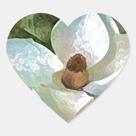 White Blossoming Magnolia Hart Sticker (Voorkant)