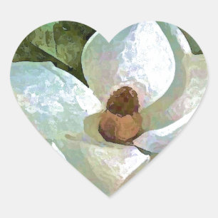 White Blossoming Magnolia Hart Sticker