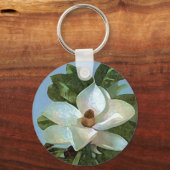 White Blossoming Magnolia Sleutelhanger (Voorkant)