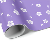 White Blossoms on Purple Cadeaupapier (Rol Hoek)
