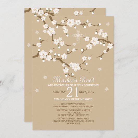 White Blossoms uitnodiging (Voorkant / Achterkant)