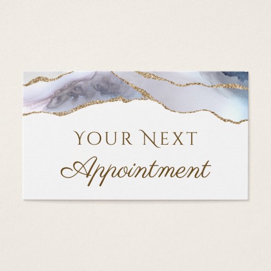 White Blue Agate Appointment Card Visitekaartje (Voorkant)
