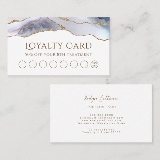 White Blue Agate-loyaliteitskaart Visitekaartje (Voorkant / Achterkant)