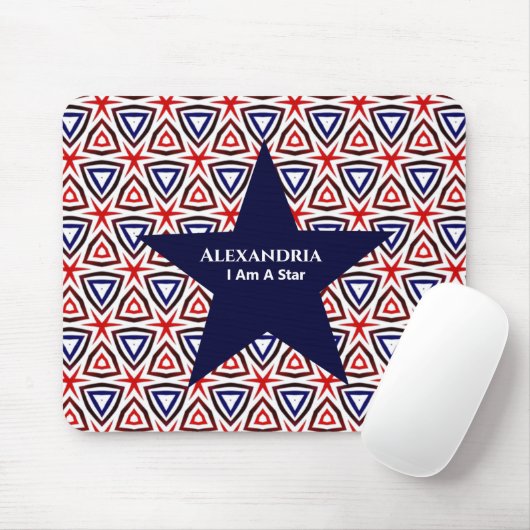 White Blue American Patriotic Modern Pattern Muismat (Met muis)