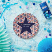 White Blue American Patriotic Modern Pattern Papieren Bordje (Feest)