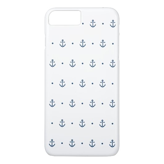 White Blue Anchor Pattern Nautical Case-Mate iPhone Case (Achterkant)