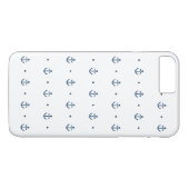 White Blue Anchor Pattern Nautical Case-Mate iPhone Case (Achterkant (Horizontaal))