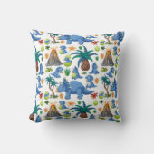 White, Blue, and Green Dinosaur Pillow Kussen (Voorkant)