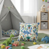 White, Blue, and Green Dinosaur Pillow Kussen