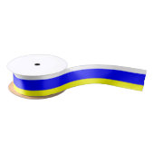 White Blue and Yellow Striped Satin Ribbon Satijnen Lint (Spoel)