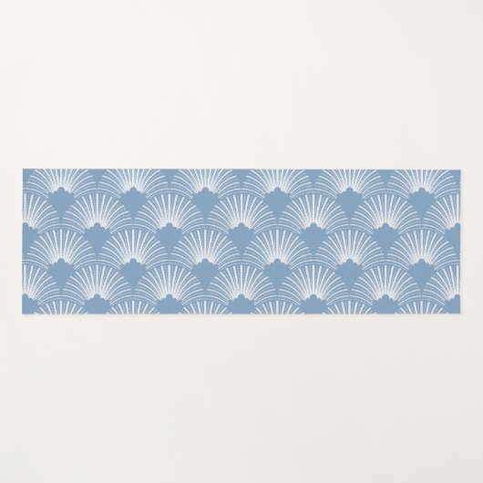 White & Blue Art-Deco-patroon Yogamat (Voorkant (horizontaal))