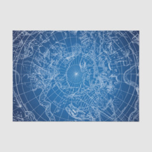 White & Blue Astrological Map Tissuepapier