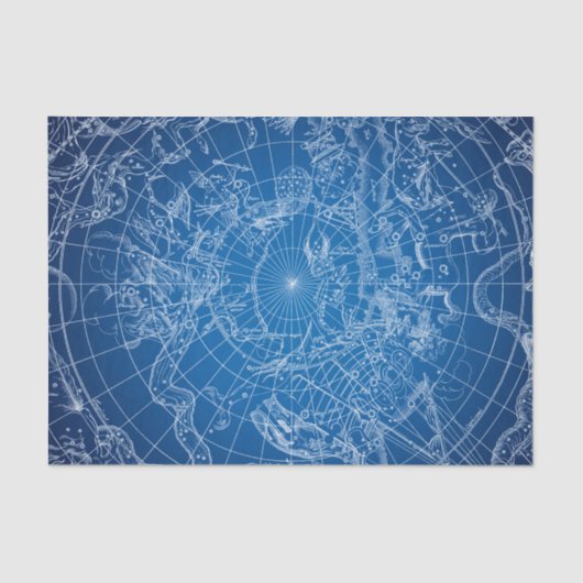 White & Blue Astrological Map Tissuepapier (Voorkant)