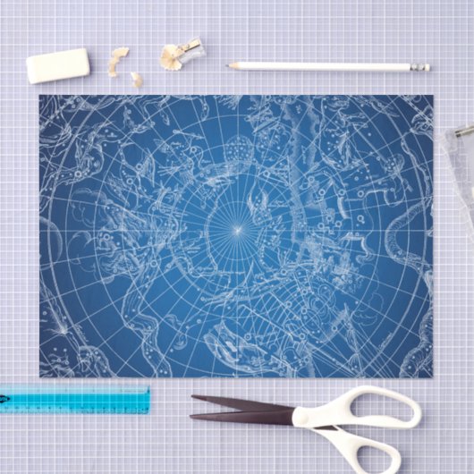 White & Blue Astrological Map Tissuepapier (Craft)