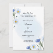 White Blue Beautiful Wedding Invitation Kaart (Voorkant)