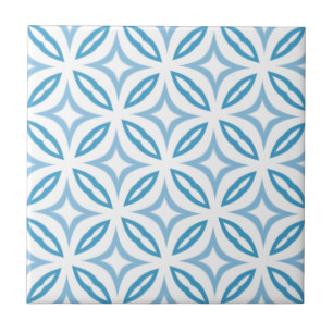 White Blue Blauwgroen Cirtern Pattern Ceramic Tile Tegeltje