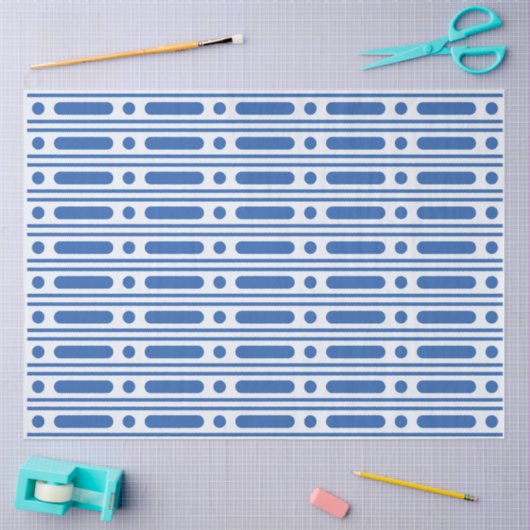 White Blue Bone Inlay Dots Border Decoupage Paper Tissuepapier (Craft)
