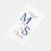 White Blue Burgundy B'nai Mitzvah Name Monogram Servet (Hoek)