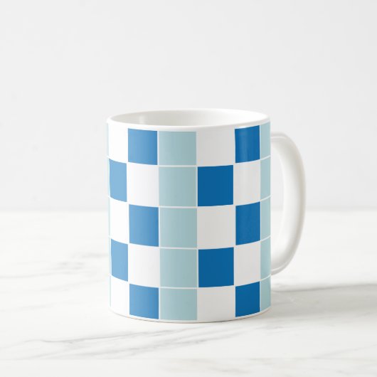 White Blue Checkerboard gecontroleerd Koffiemok (Voorkant rechts)