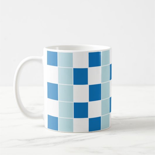 White Blue Checkerboard gecontroleerd Koffiemok (Links)