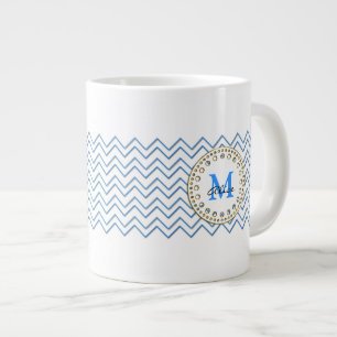 White Blue Chevron Pattern Mok