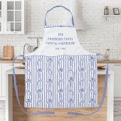 White Blue Coastal Chic Palm Trees Bows Stripes Schort